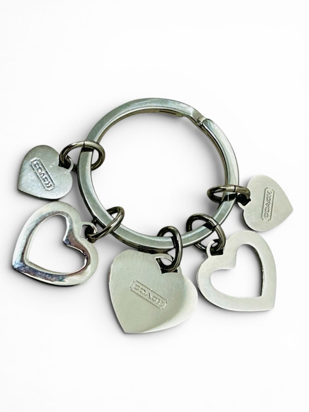 COACH Hearts Key Ring/ Bag Charm Pink - Picture 2 of 5